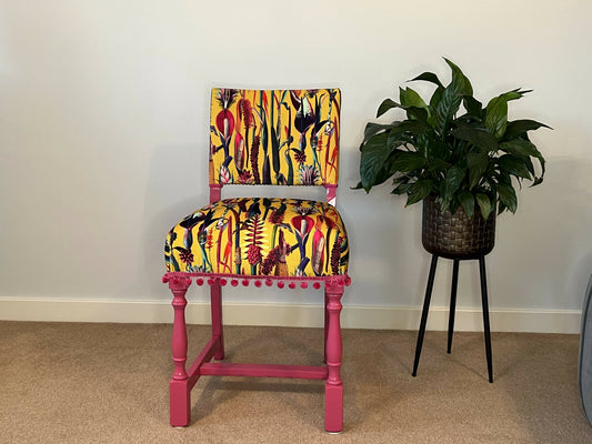 Vintage Yellow Botanical Chair