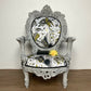Queen Anne Throne Chair, Hand Carved Emma Shipley Material Bedroom Chair