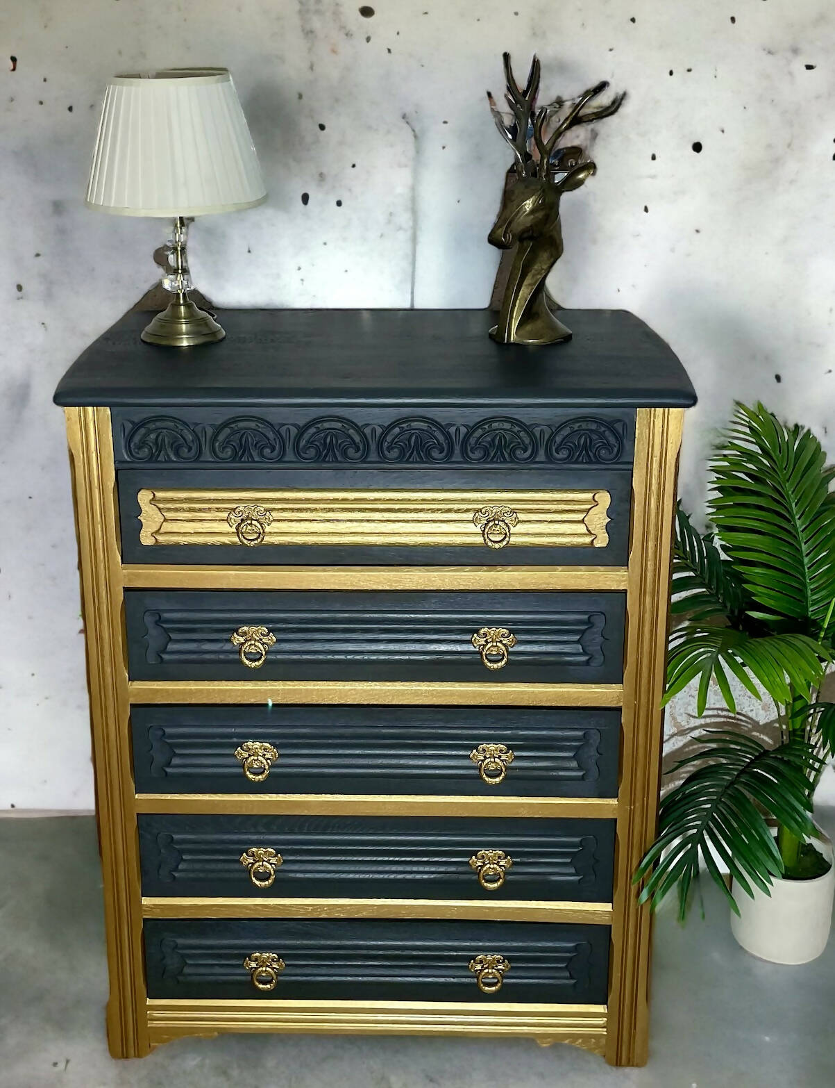 Vintage Oak Tallboy Chest of Drawers