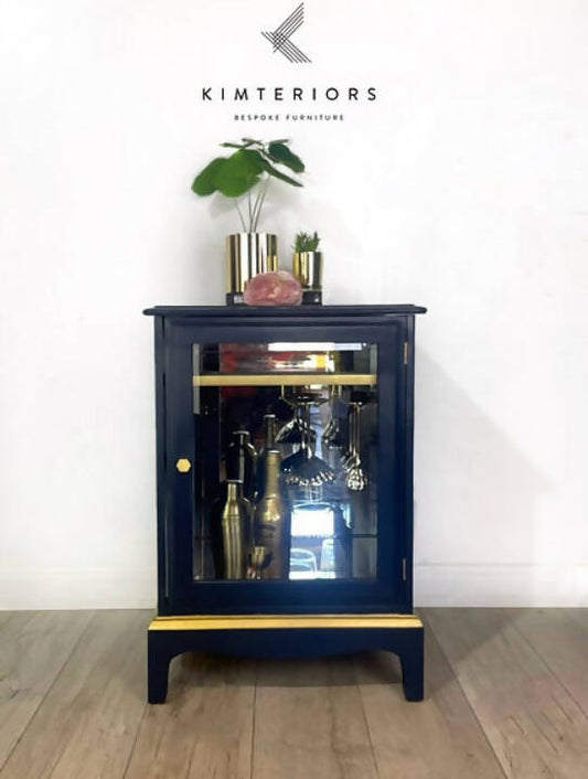 Small Stag Drinks Cabinet in Navy Blue