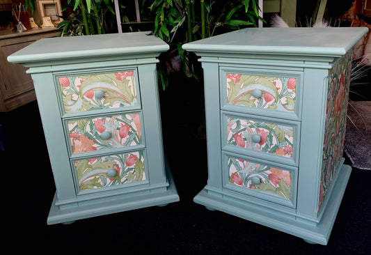 Pair of bedsides William Morris inspired