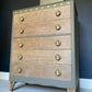 Harris Lebus MCM three drawer Art Deco Chest Of Drawers Hand Painted Gold Handles Vintage dresser dressing table