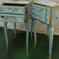 Two Blue French Vintage Tall Bedside Cabinets