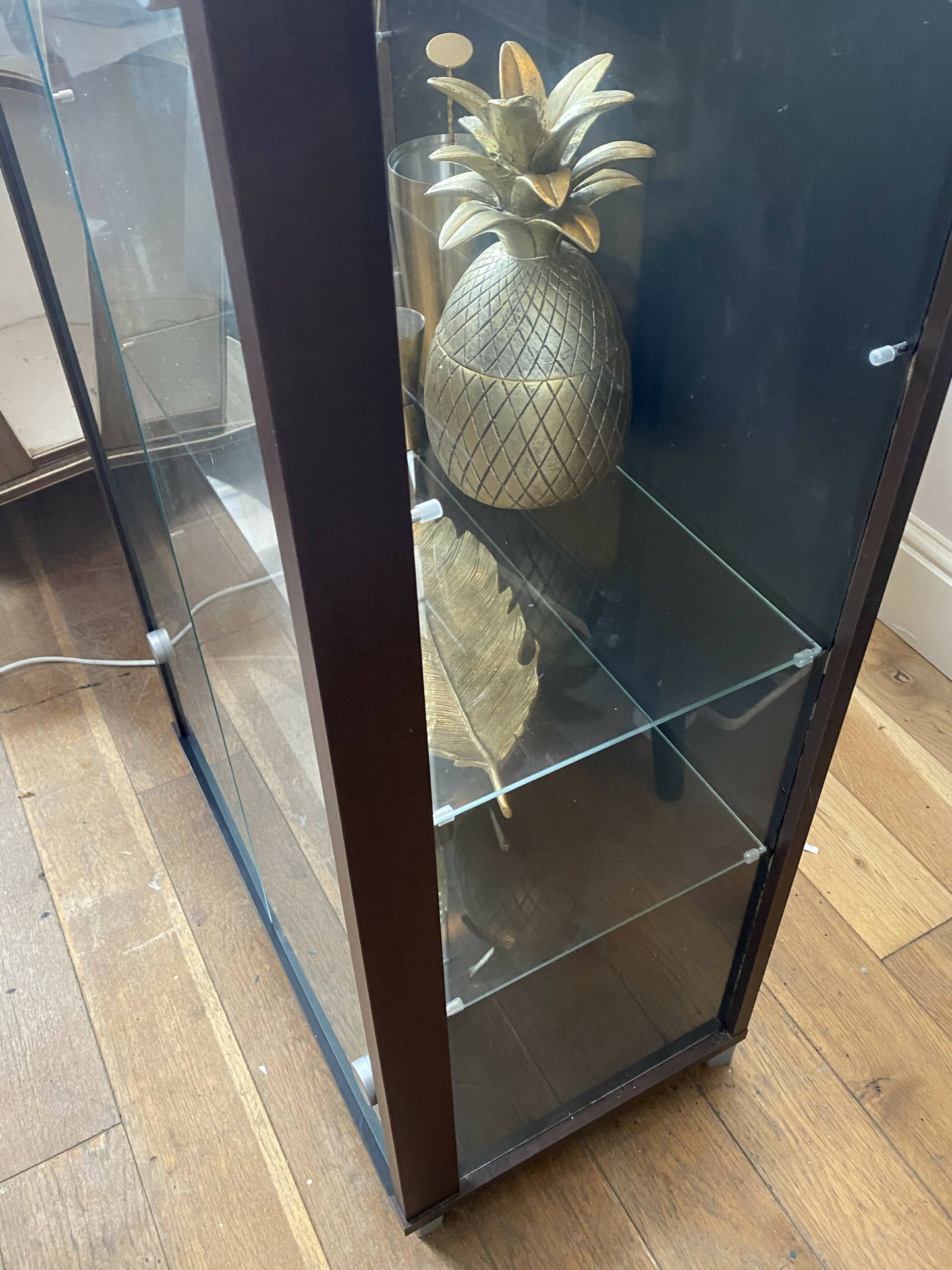 Vintage Glass and Metal ‘Lion’ display/Drinks Cabinet