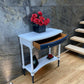 Vintage console table. Hallway table hand painted in Wise Owl Enamel colours white and navy (Eliza)