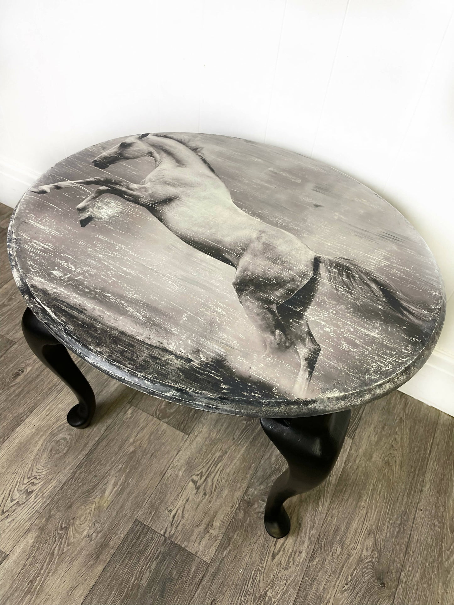 Vintage Coffee Table, Oval Horse Side Table