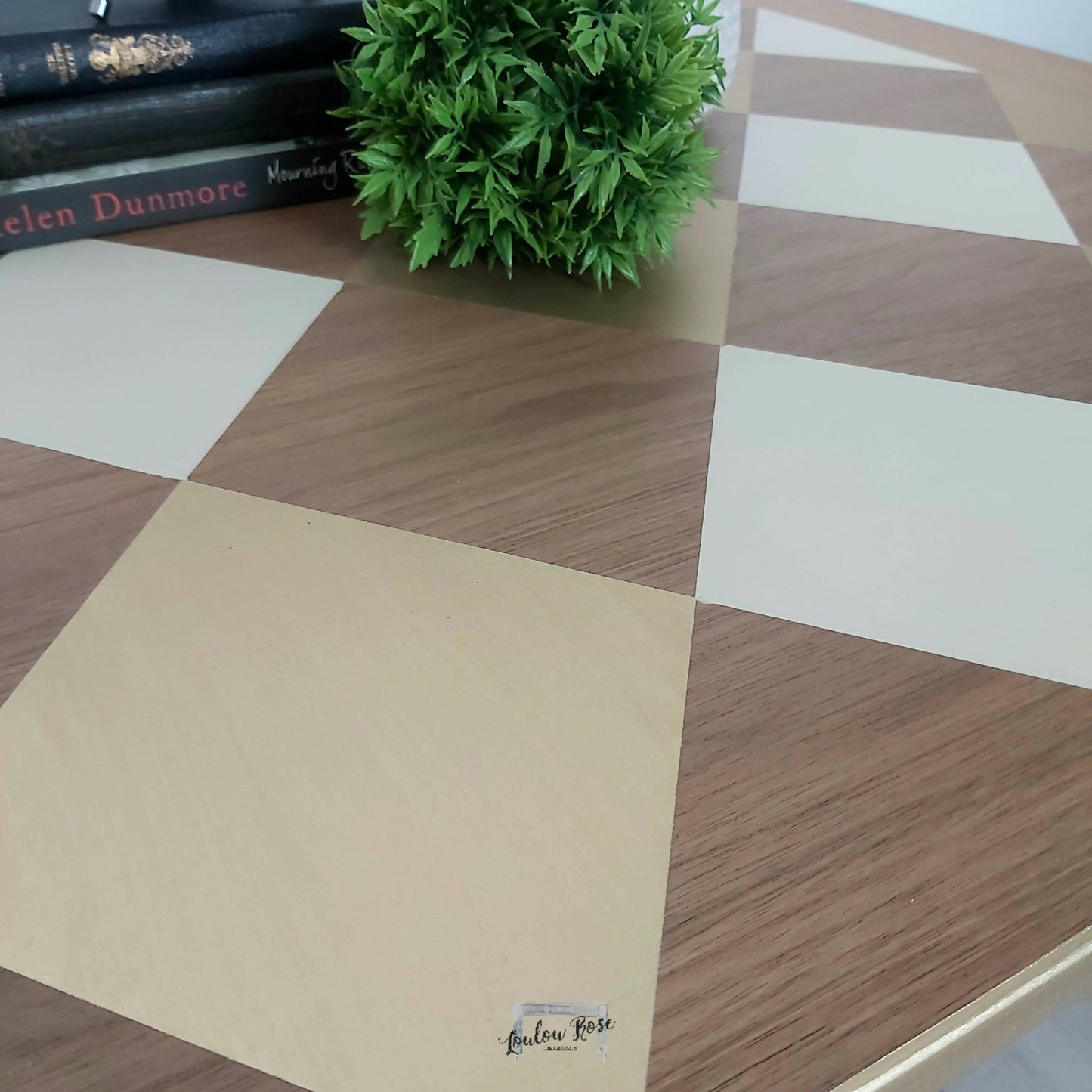 Coffee Table, Side Table in Cream and Gold with Hairpin Legs