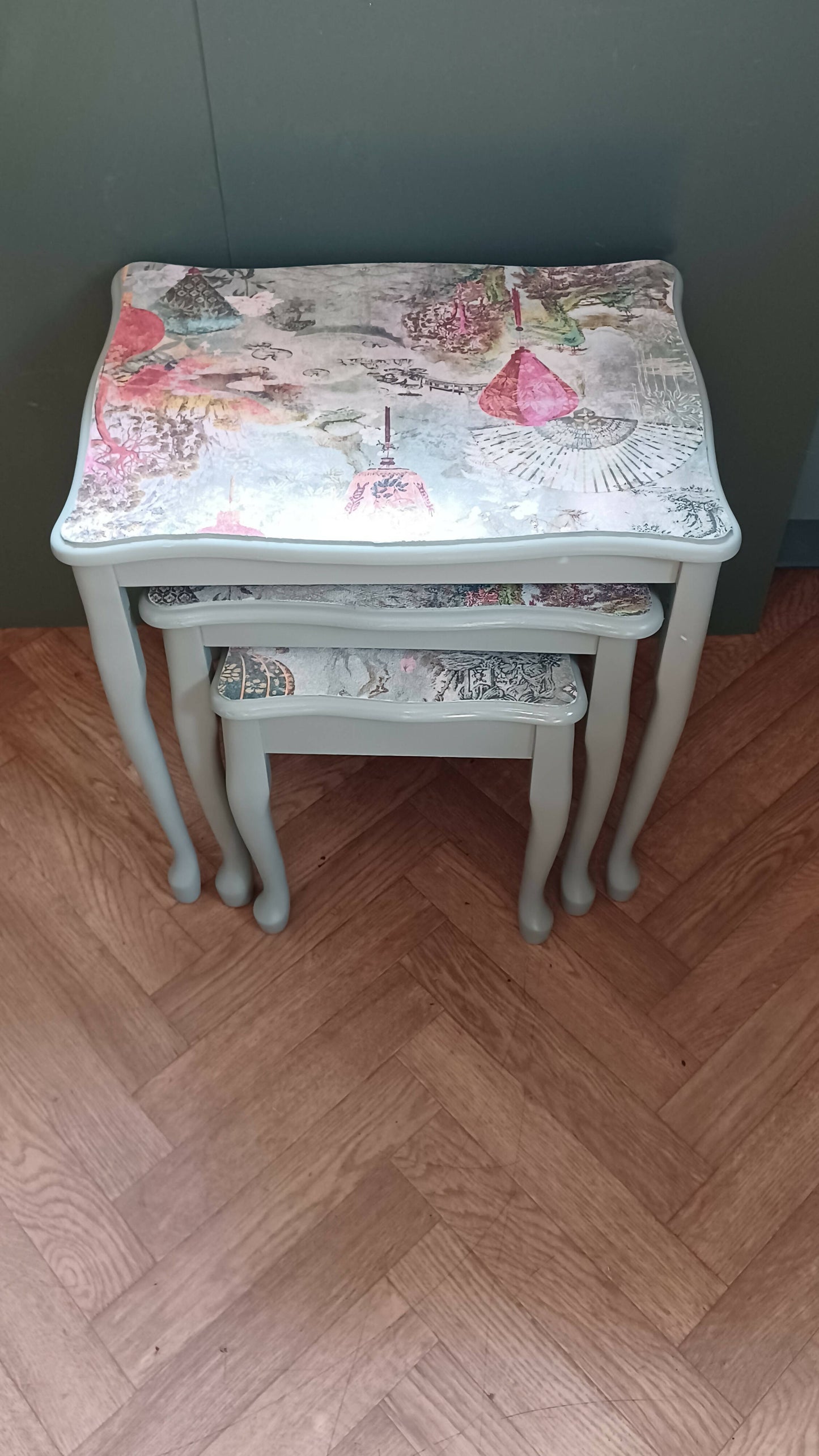 Nest of three upcycled tables