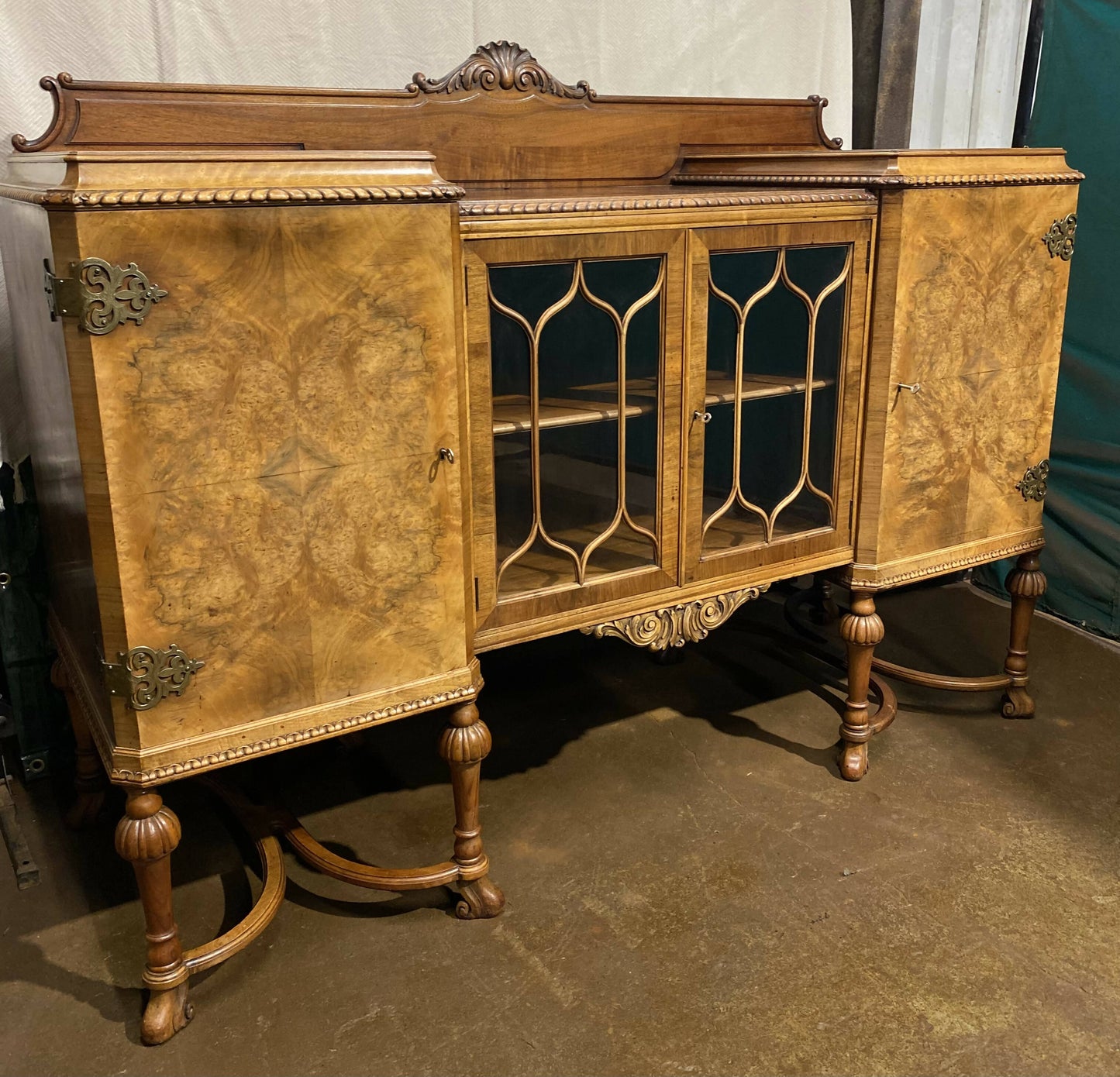 Edwardian Burl Walnut sideboard