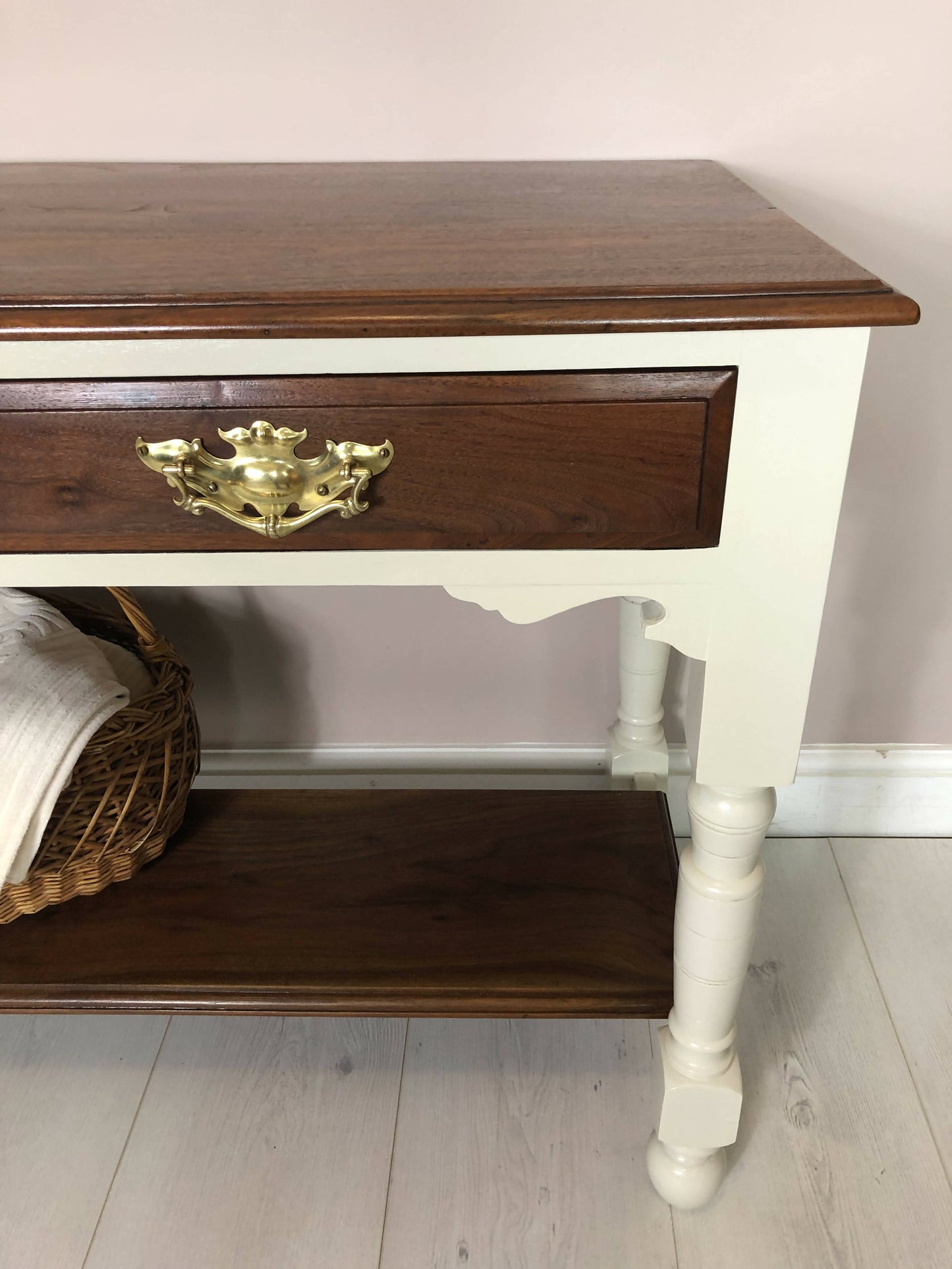 Farmhouse Vintage Console Table Hallway Table With 2 Drawers