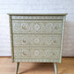 Faux Bone Inlay Stencil Hand-Painted Vintage Chest of Drawers, Pearlescent MADE TO ORDER