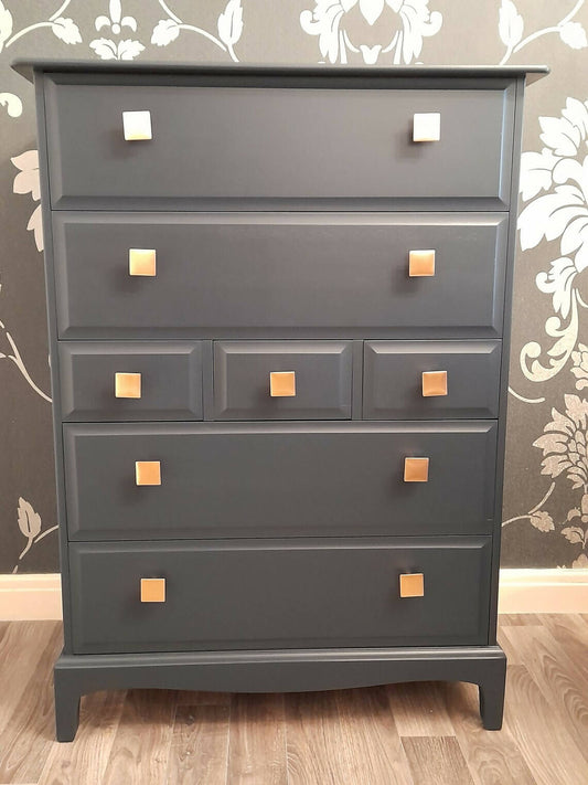 Stag Minstrel Tallboy, 7 drawer, bespoke upcycle, professionally painted to order, Commission