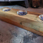 TEA LIGHT HOLDER RECYCLED TIMBER WITH GLASS LIGHT HOLDERS