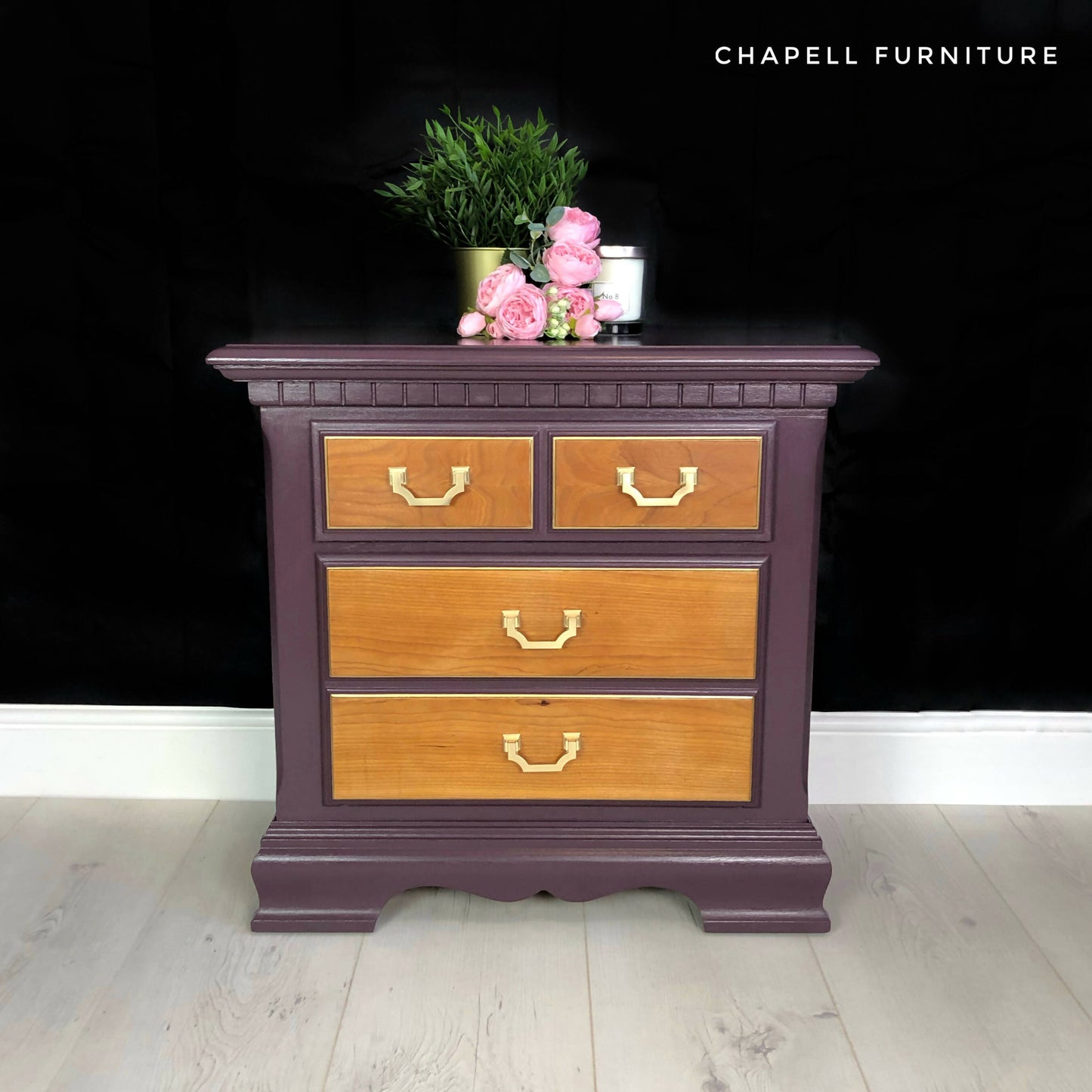 Walnut Small Chest of Drawers Bedside Cabinet