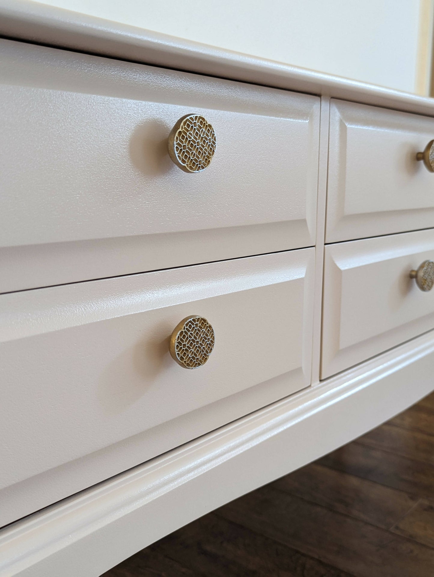 Stag Minstrel 6 Drawer Console Table, for commission. Peach, Pink