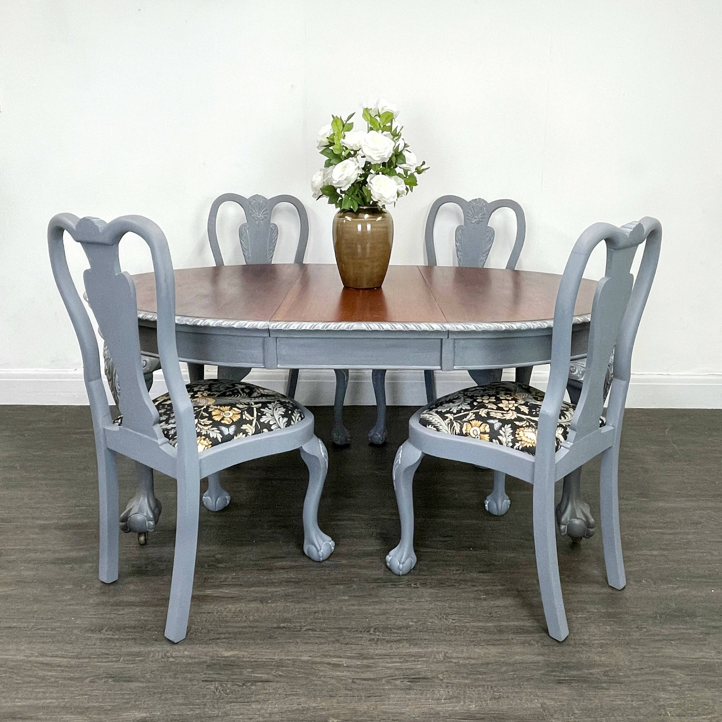 Grey oval store dining table