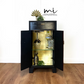 MADE TO ORDER Upcycled drinks cabinet, cocktail, hand painted, Mona Lisa, decoupage, gin bar, black - commissions available