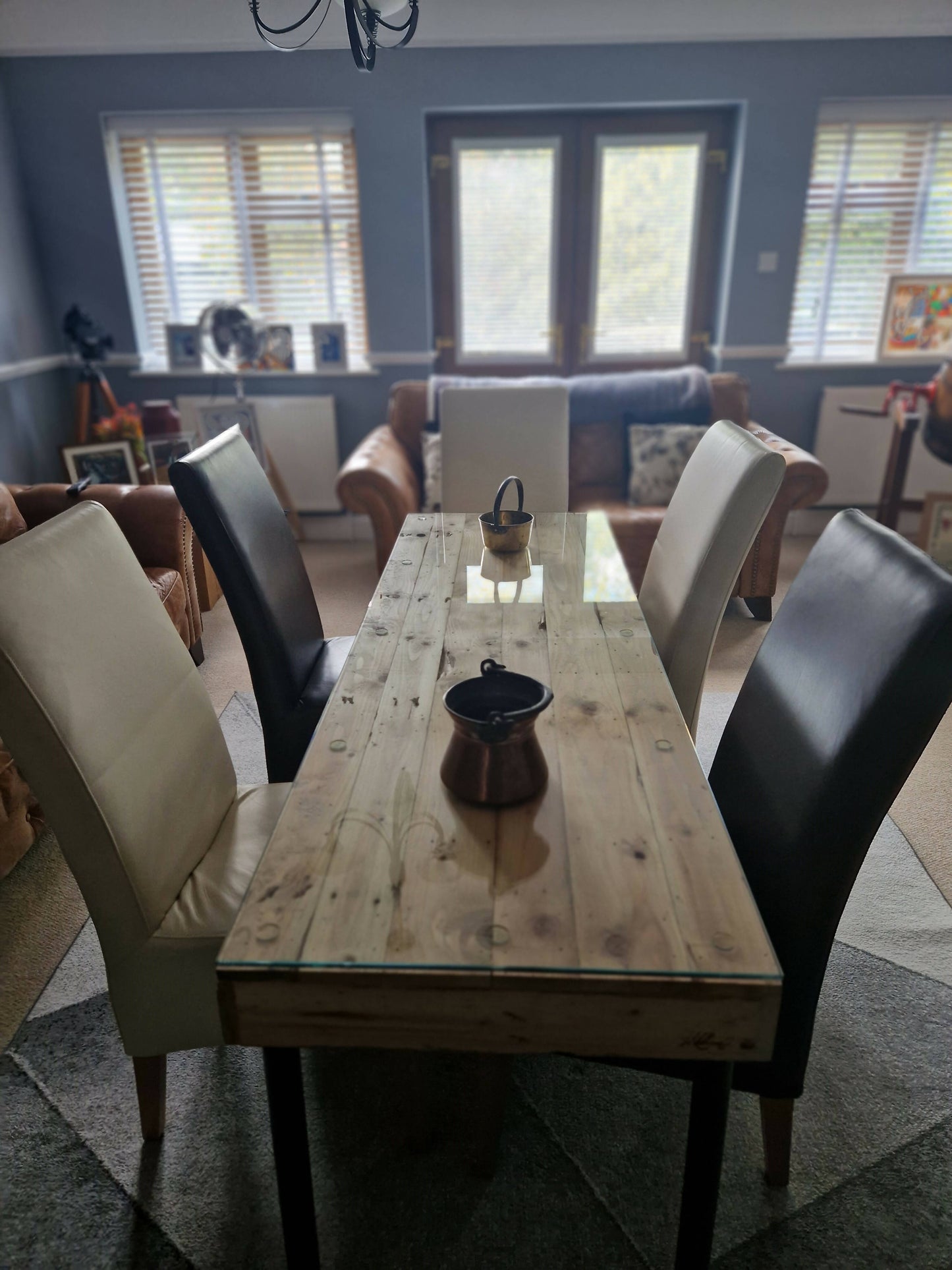 Farm house glass topped table