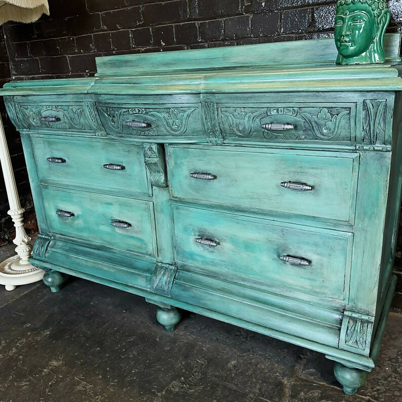 Large Blue Hand Painted Sideboard