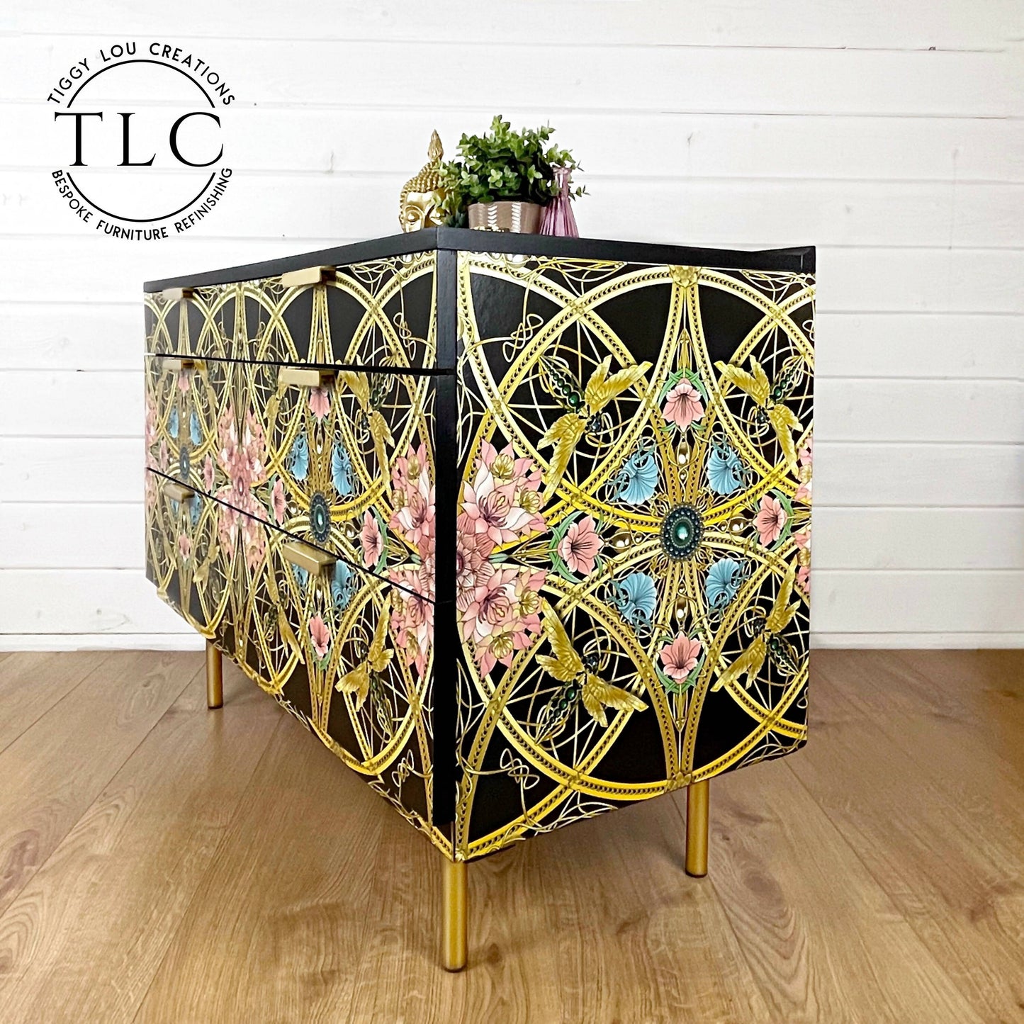 Decoupaged mid century sideboard - in stock