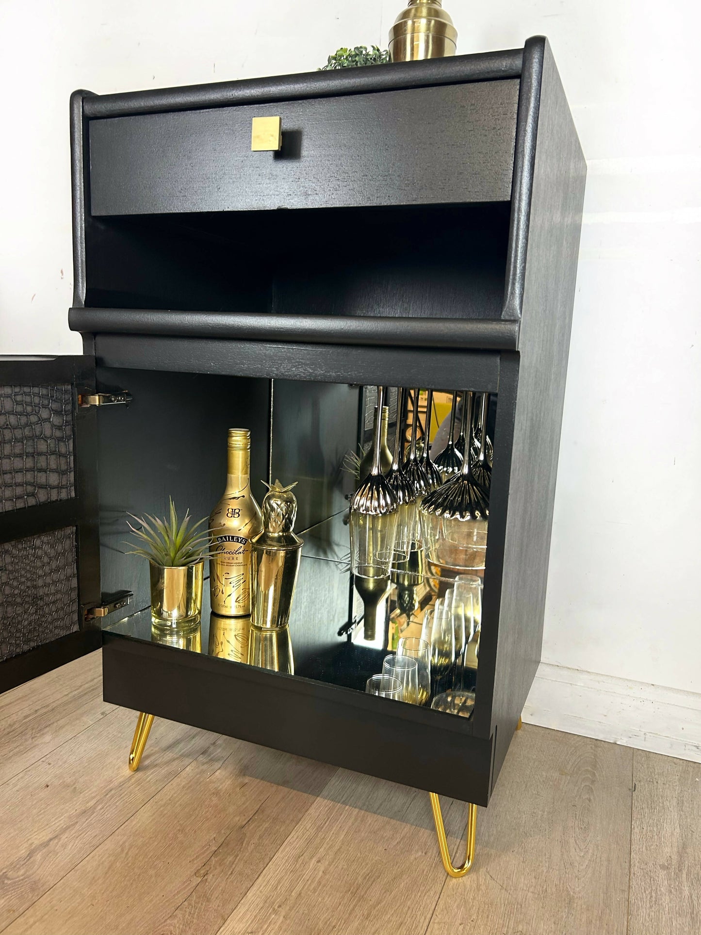 Nathan Sleek Black Drinks Cabinet