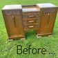 Art Deco Carved Sideboard/Buffet in Oak and Black