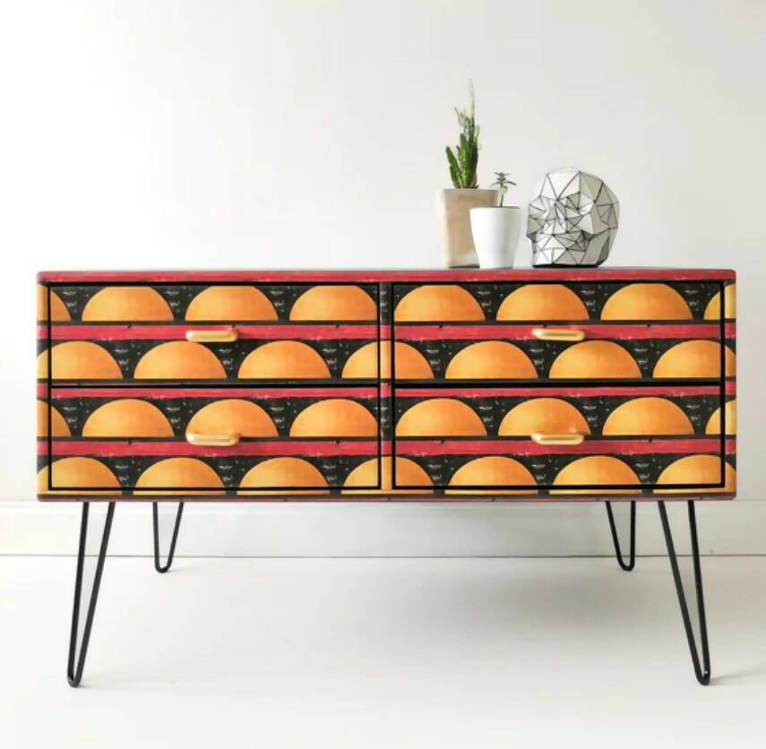 Orange Art Deco Sideboard
