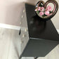 Schreiber Retro chest of 3 drawer/ Side table, Hand painted in black satin colour, Decoupaged with dogtooth pattern/ Marble handles