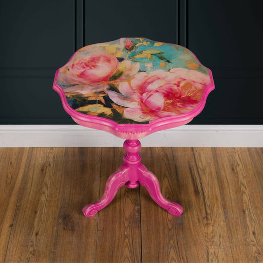 Vintage Pink Floral Occasional Table