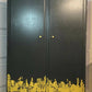 Stag Wardrobe Painted Black & Gold Leaf Flame Details Double Wardrobe