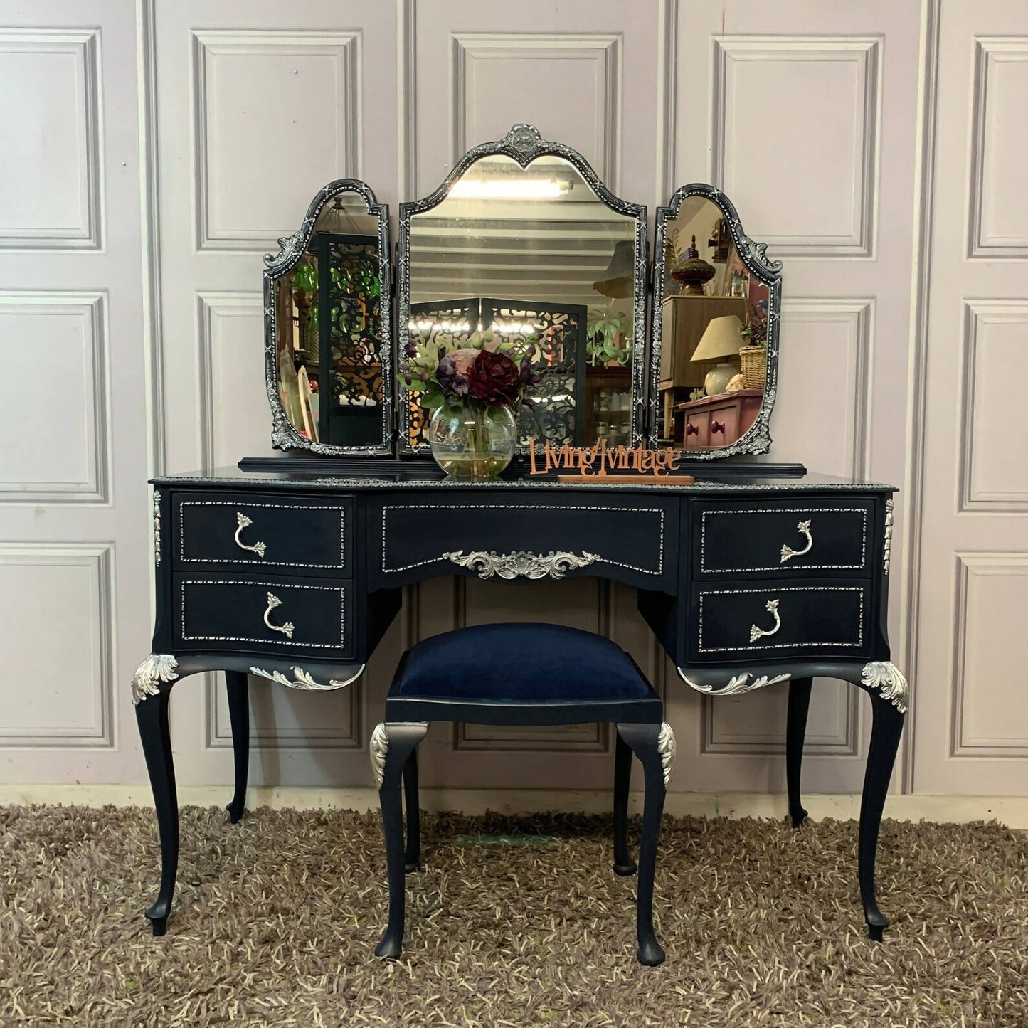 Gothic Art Deco Dressing Table With Mirror