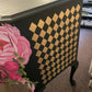 SOLD SOLD Black and Pink Floral Dressing Table / Sideboard
