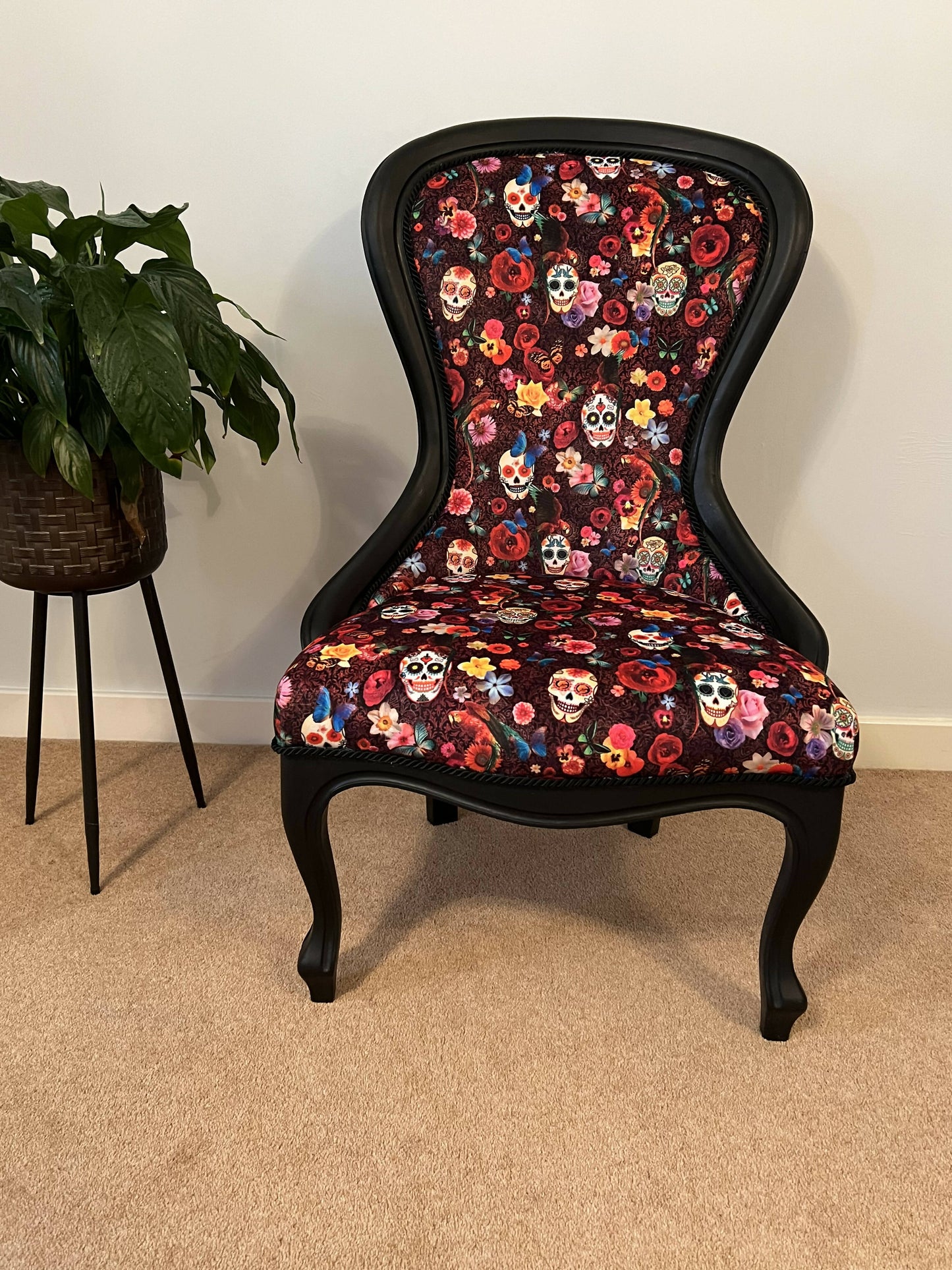 Vintage Gothic Red and Black Chair