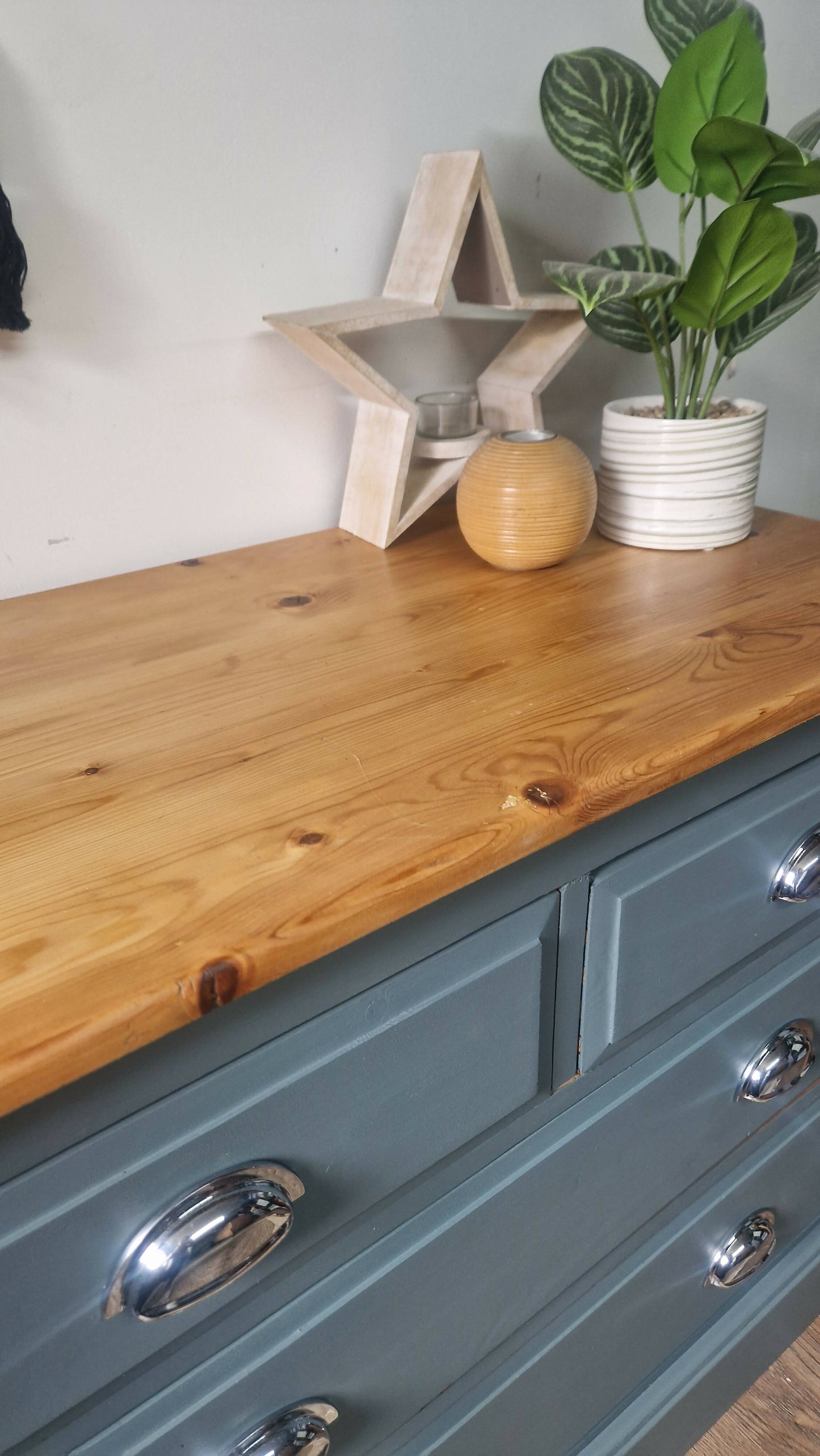 Vintage Blue Pine Chest of Drawers