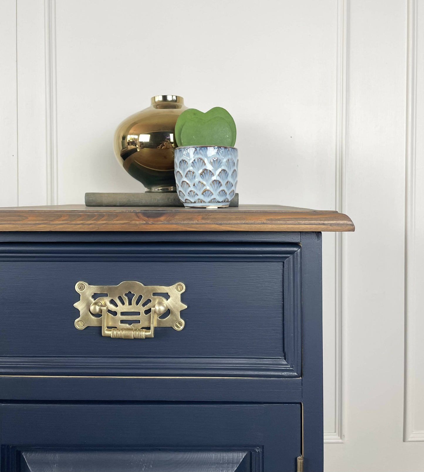 Vintage blue painted pair of bedside tables - commissions available