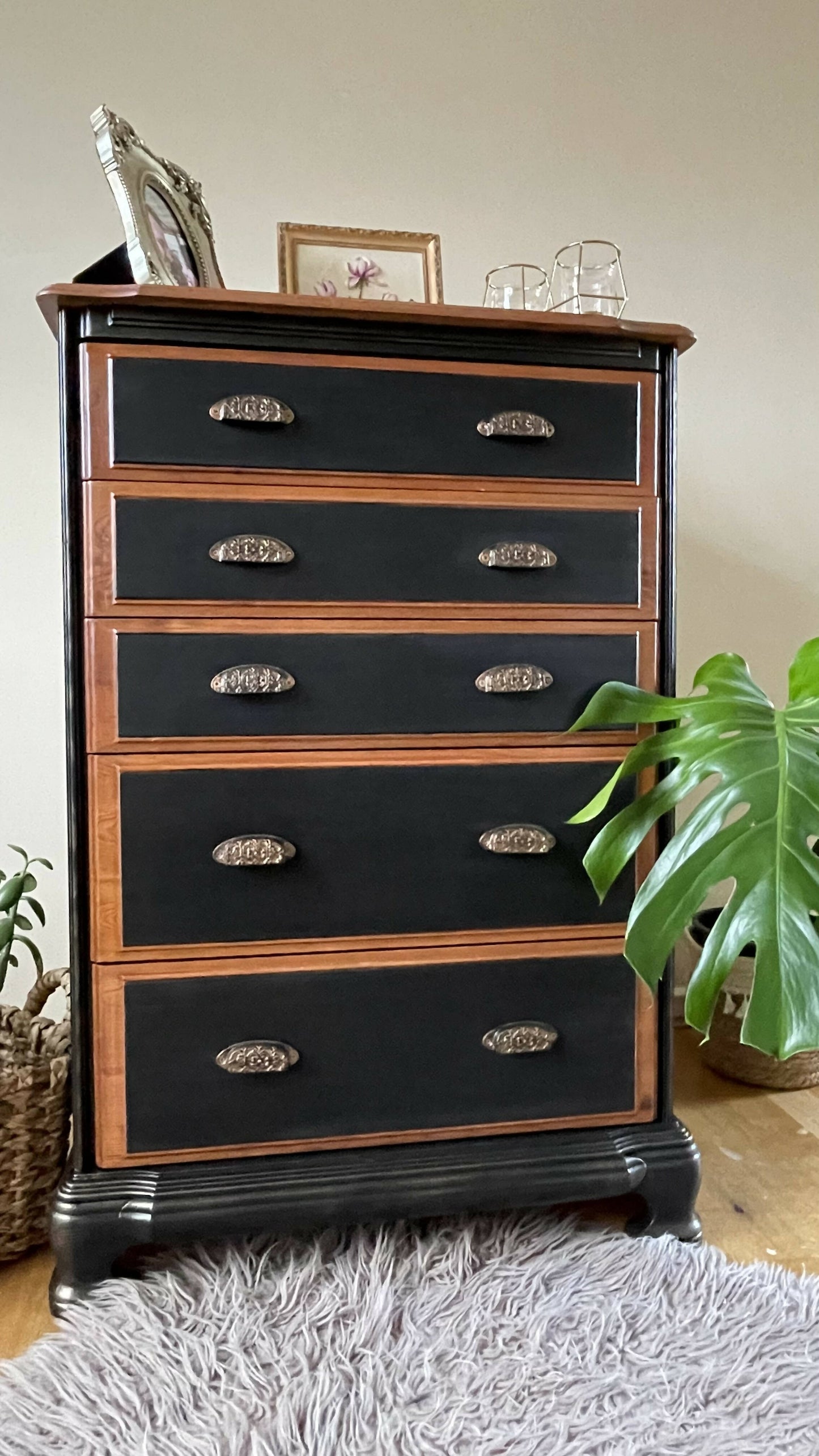 Refurbished solid pine chest of drawers