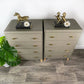 Pair of Four Drawer Chests of Drawers in Green Grey, Mid-Century