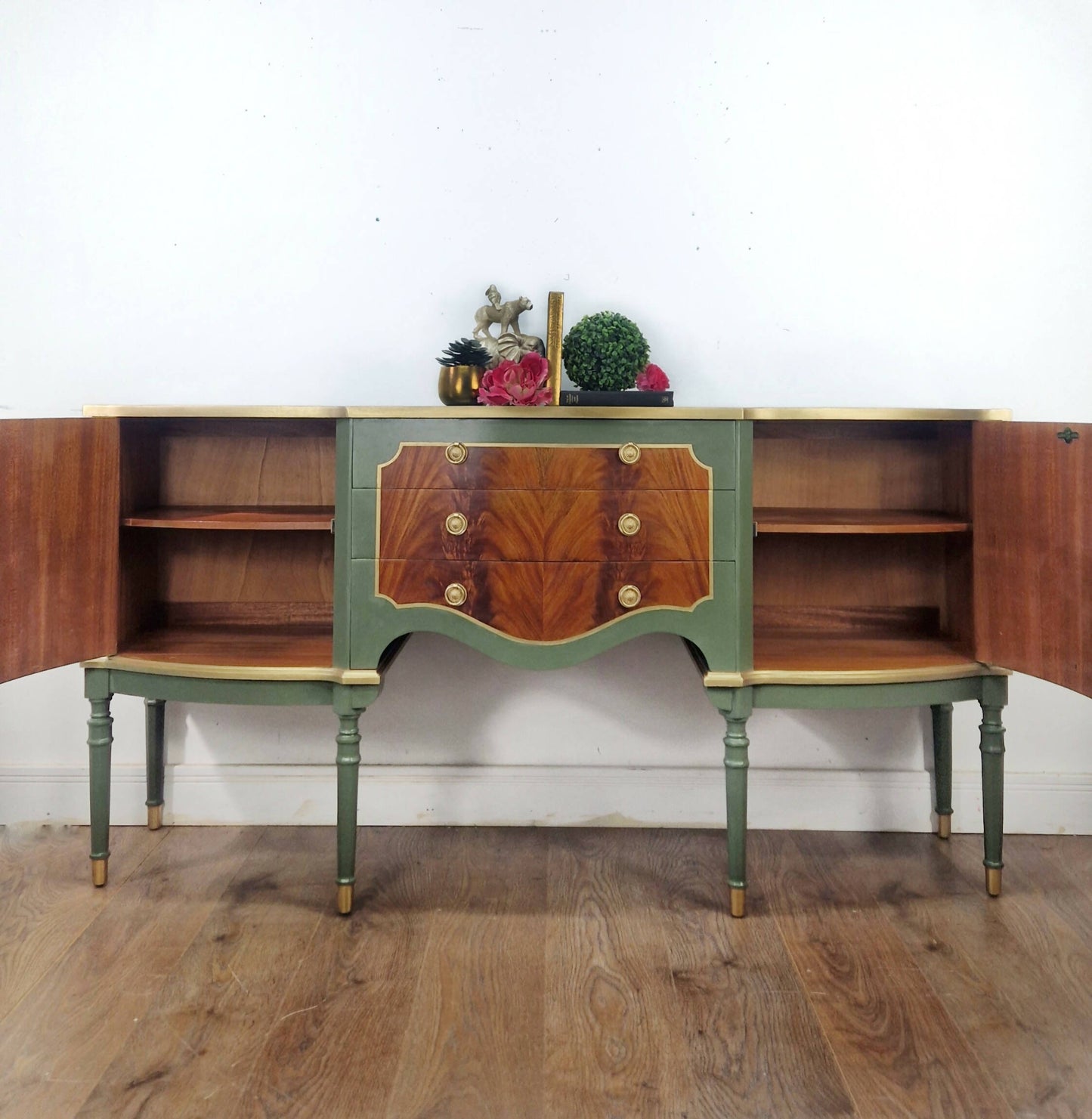 Green and gold vintage strongbow sideboard