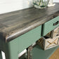 Solid Wood Green Console Table