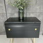Refurbished mid century modern black and gold chest of drawers
