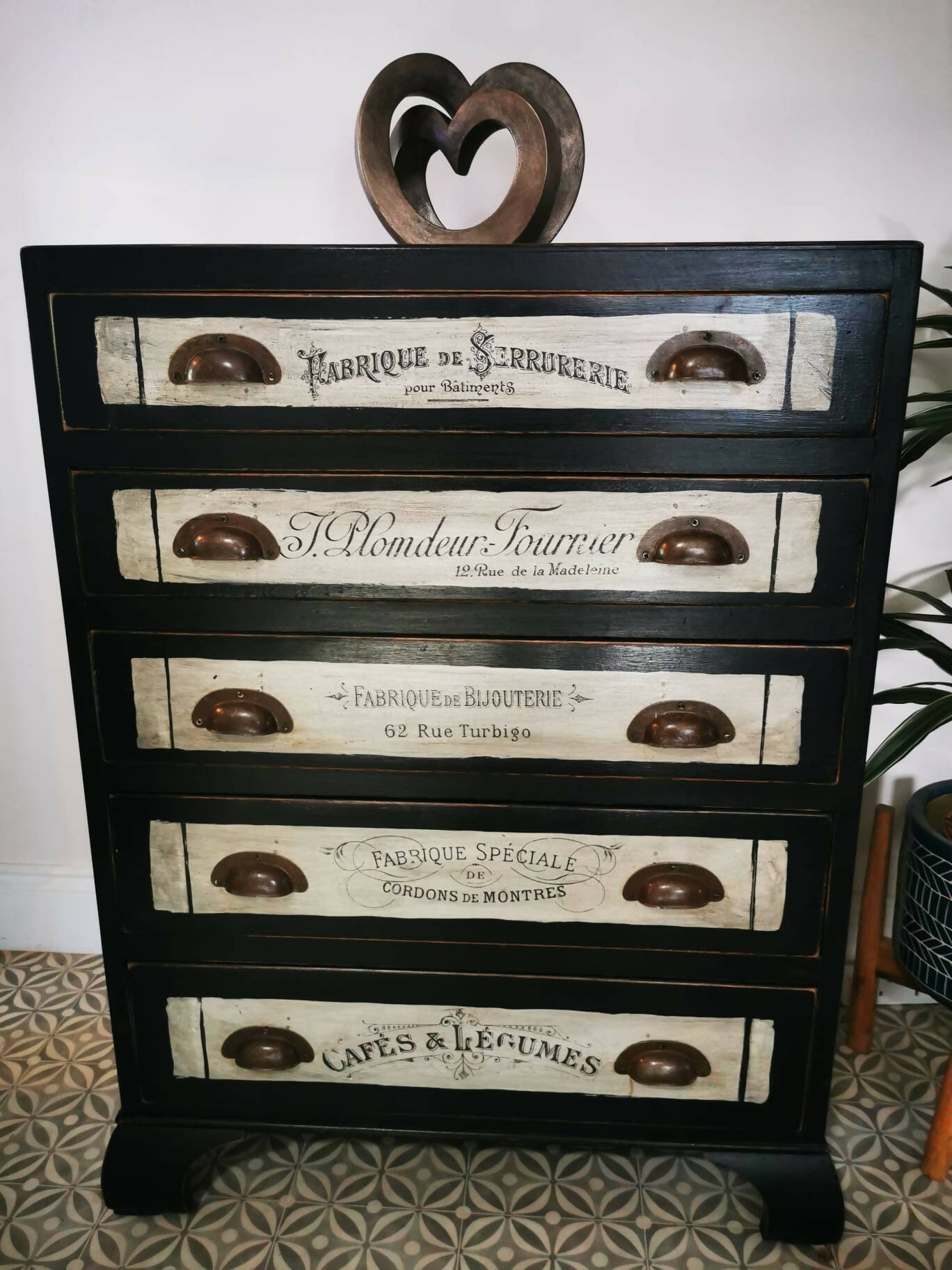 Black and White Vintage Chest of Drawers