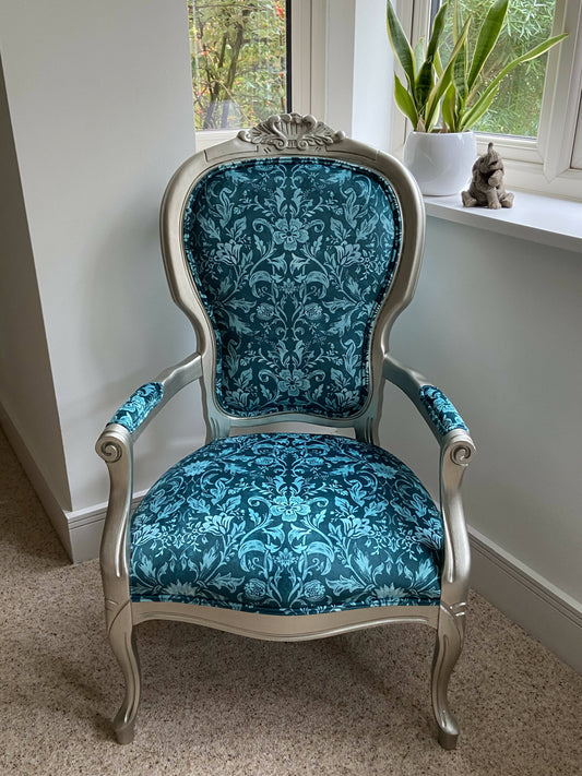 Vintage Blue Carved Chair