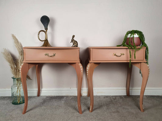 French Provincial Loius Bedside Table Pair