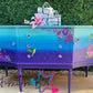 Blue & Purple Bird Vintage Sideboard