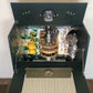 Mid Century Cocktail Cabinet, Drinks Cabinet, Home Bar in British Racing Green and Gold colour