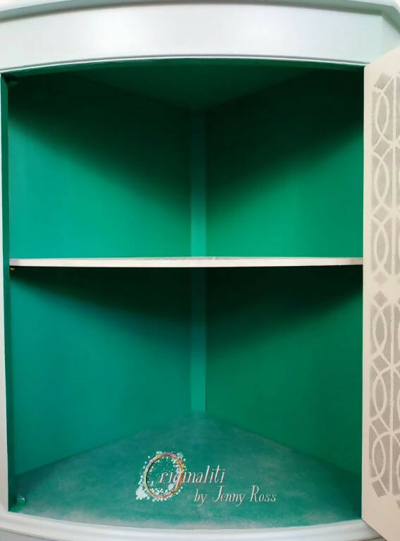 Corner cabinet, Vintage corner unit with mirror inside top half, Glass door corner cabinet, drinks cabinet, gin cabinet, made to order