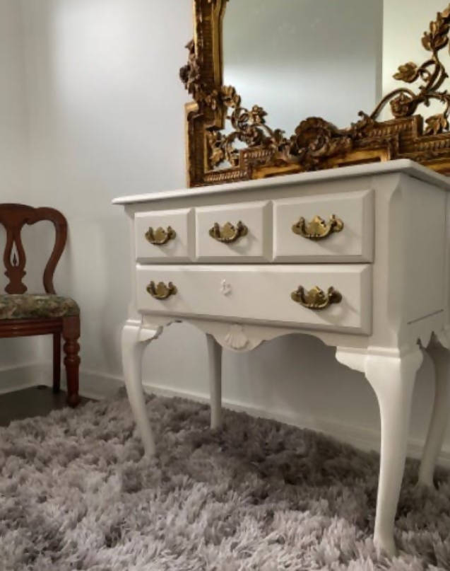 White Antique Lowboy Chest of Drawers