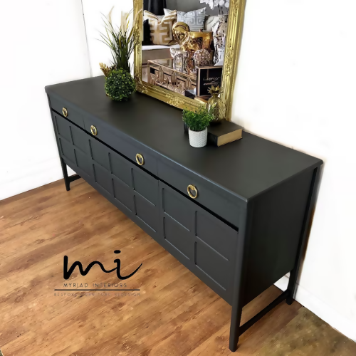 Mid century Nathan side board, drinks cabinet, large console, retro, vintage, mcm, dark grey, dresser, media unit - Commissions available