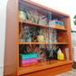 G plan orange vintage book shelf- glass display cabinet