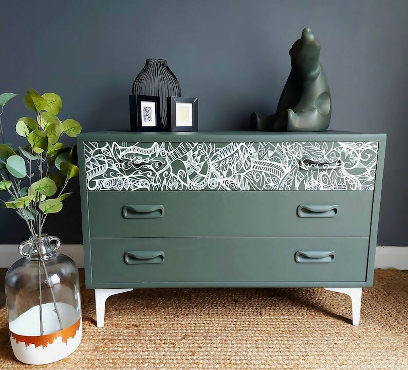 G Plan Vintage drawers, retro chest of drawers, upcycled furniture, handpainted